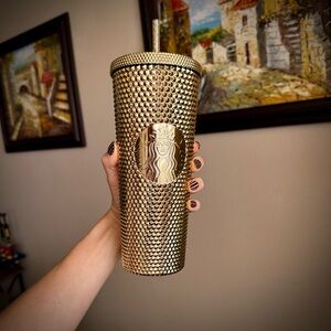 NWOT Rare Gold Studded Cold Cup Tumbler 50th Anniversary Starbucks